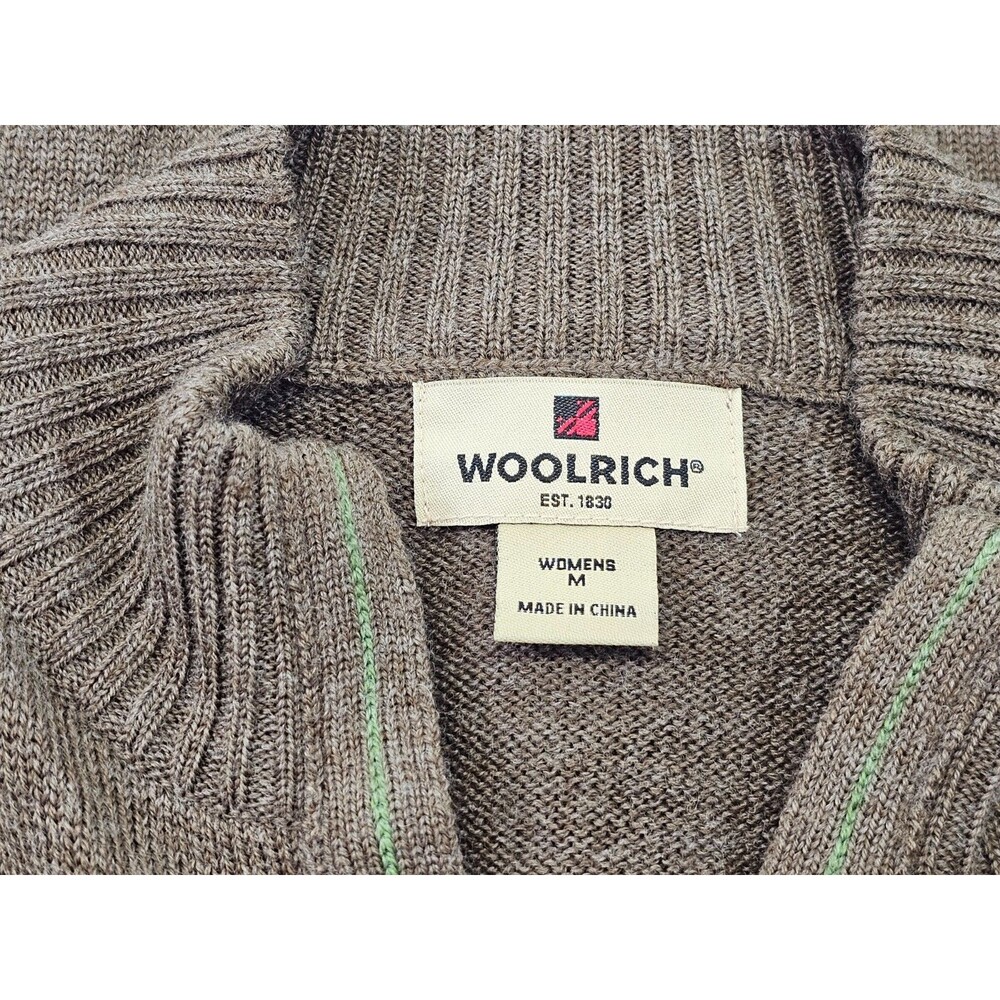 WOOLRICH Java Green Zip Front Wool Blend Cardigan‎ Sweater Women's Medium EUC - Picture 5 of 7